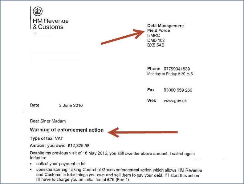 HMRC Notice of Enforcement Letter Sample